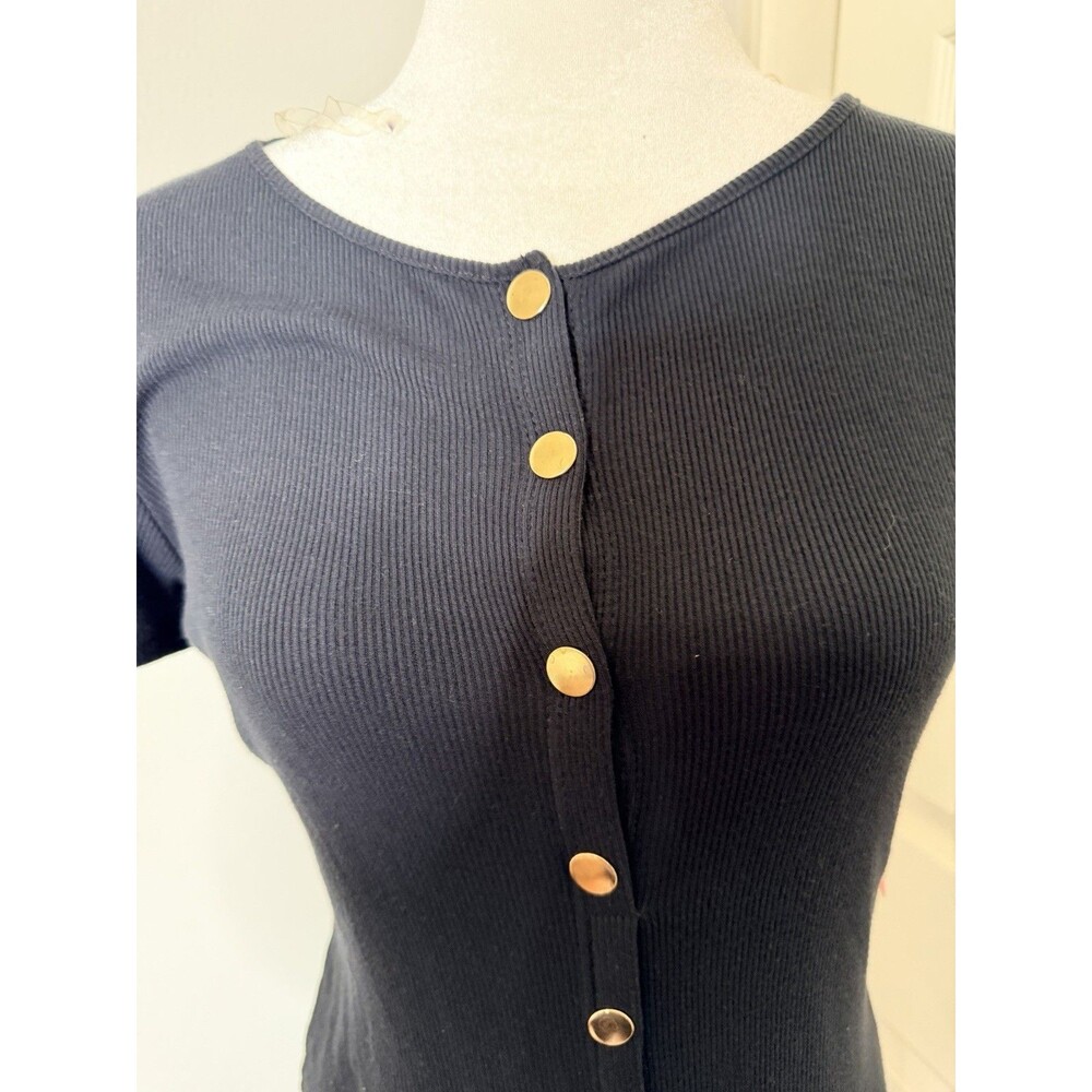 Heart Hips Black Button Midi Dress Size M - Picture 4 of 12